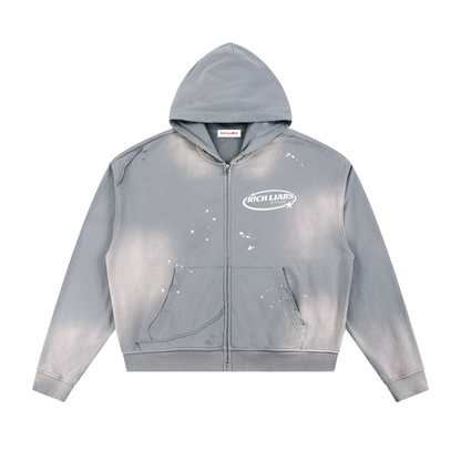 paint sprayed Zip Hoodie