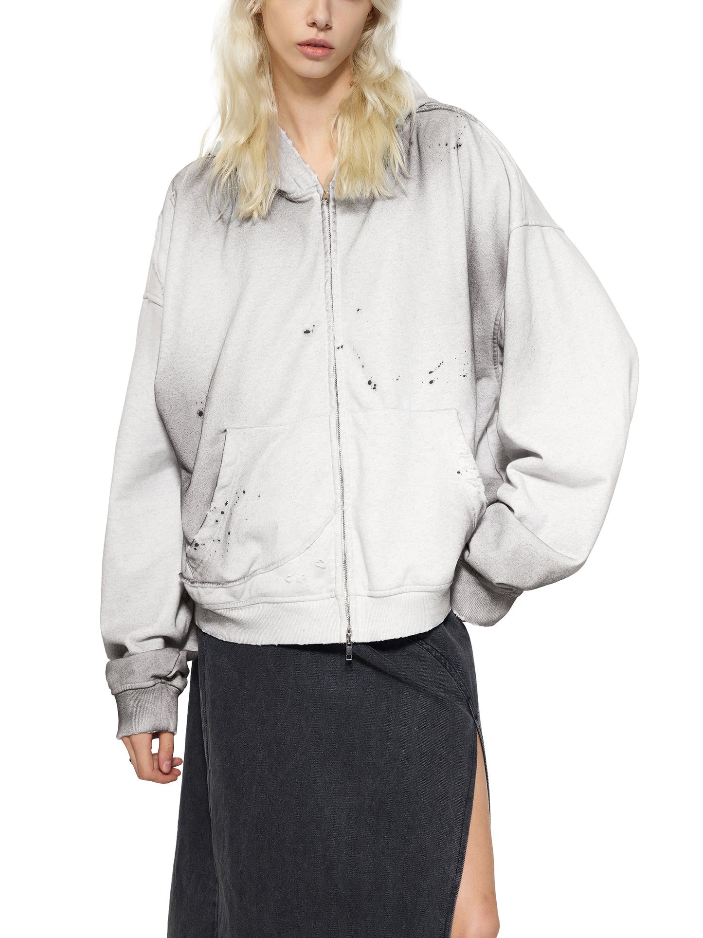 paint sprayed Zip Hoodie